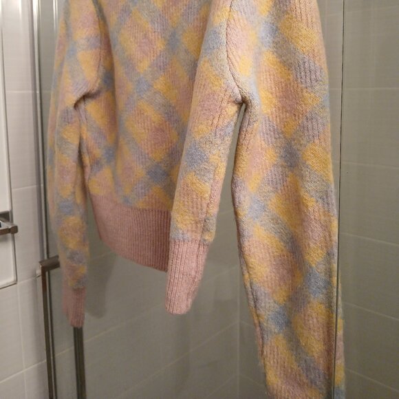 Zara Pastel Argyle Cropped Cardigan - Picture 6 of 8